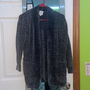 Hippie Rose Dark Gray Fuzzy Cardigan